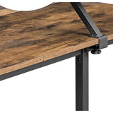 Benzara 55 Inches L Shape Computer Desk with Monitor Stand, Brown and Black BM233378 Brown and Black Particle Board and Metal BM233378