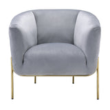 Benzara Velvet Upholstered Accent Chair with Spindle Legs, Gray BM233386 Gray Solid Wood, Metal and Fabric BM233386