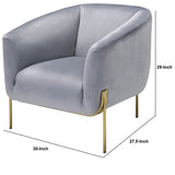 Benzara Velvet Upholstered Accent Chair with Spindle Legs, Gray BM233386 Gray Solid Wood, Metal and Fabric BM233386