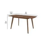 Benzara 30 Inch Mid Century Modern Wooden Dining Table, Brown BM233394 Brown Solid Wood BM233394