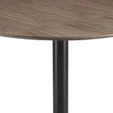 Benzara 30 Inch Round Wooden Top Modern Dining Table, Black and Brown BM233395 Black, Brown Metal, Veneer BM233395