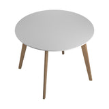 Benzara 30 Inch Mid Century Two Tone Dining Table, White and Brown BM233397 White, Brown Solid Wood, MDF, Metal BM233397