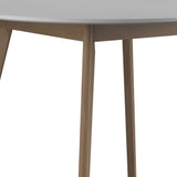 Benzara 30 Inch Mid Century Two Tone Dining Table, White and Brown BM233397 White, Brown Solid Wood, MDF, Metal BM233397