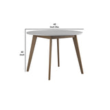 Benzara 30 Inch Mid Century Two Tone Dining Table, White and Brown BM233397 White, Brown Solid Wood, MDF, Metal BM233397