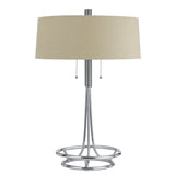 Benzara Metal Corkscrew Design Table Lamp with Pull Chain Switch, Silver BM233408 Silver Metal, Fabric BM233408