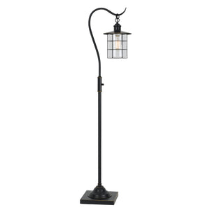 Benzara 60 Inch Metal Downbridge Design Floor Lamp with Caged Shade, Dark Bronze BM233410 Bronze Metal and Glass BM233410