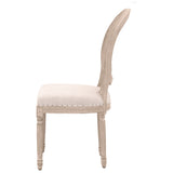 Benzara 19 Inches Cane Back Padded Dining Chair, Set of 2, Beige BM233466 Beige Solid Wood, Cane and Fabric BM233466