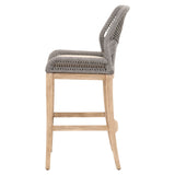 Benzara Intricate Rope Weaved Padded Barstool, Gray and Brown BM233470 Gray and Brown Solid Wood, Rope and Fabric BM233470