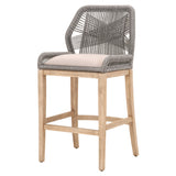 Benzara Intricate Rope Weaved Padded Barstool, Gray and Brown BM233470 Gray and Brown Solid Wood, Rope and Fabric BM233470