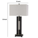 Benzara 33" Metal Table Lamp with Sturdy Base, Black and White BM233472 Black and White Fabric, Metal and Wood BM233472