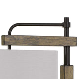 Benzara 32" Metal Desk Lamp with Downbridge Style Shade, Black and Brown BM233480 Black and Brown Metal and Wood BM233480