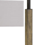 Benzara 32" Metal Desk Lamp with Downbridge Style Shade, Black and Brown BM233480 Black and Brown Metal and Wood BM233480