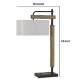 Benzara 32" Metal Desk Lamp with Downbridge Style Shade, Black and Brown BM233480 Black and Brown Metal and Wood BM233480