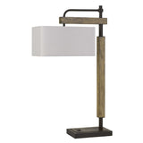 Benzara 32" Metal Desk Lamp with Downbridge Style Shade, Black and Brown BM233480 Black and Brown Metal and Wood BM233480