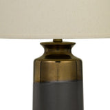 Benzara 29.5" Ceramic Table Lamp with 3 Way Rotary, Gray and Gold BM233484 Gray and Gold Ceramic and Fabric BM233484