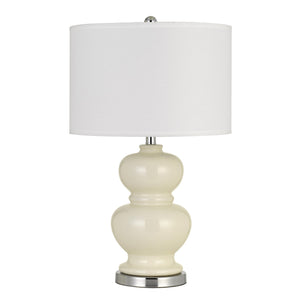 Benzara 27" Ceramic Table Lamp with Hardback Style Shade, White and Silver BM233486 White and Silver Ceramic and Fabric BM233486