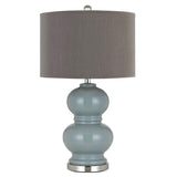 Benzara 27" Ceramic Table Lamp with Hardback Style Shade, Gray and Blue BM233487 Gray and Blue Ceramic and Fabric BM233487