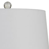 Benzara 26" Glass Table Lamp with Hardback Shade, Silver and White BM233490 White and Silver Glass and Metal BM233490