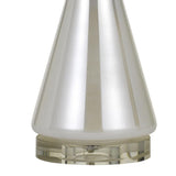 Benzara 26" Glass Table Lamp with Hardback Shade, Silver and White BM233490 White and Silver Glass and Metal BM233490