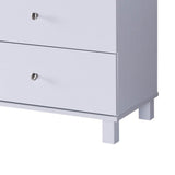 Benzara 47.25 Inches 6 Drawer Dresser with Straight Legs, White BM233521 White MDF and Composite Board BM233521