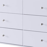 Benzara 47.25 Inches 6 Drawer Dresser with Straight Legs, White BM233521 White MDF and Composite Board BM233521