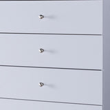 Benzara 43.25 Inches 5 Drawer Chest with Straight Legs, White BM233522 White MDF and Composite Board BM233522