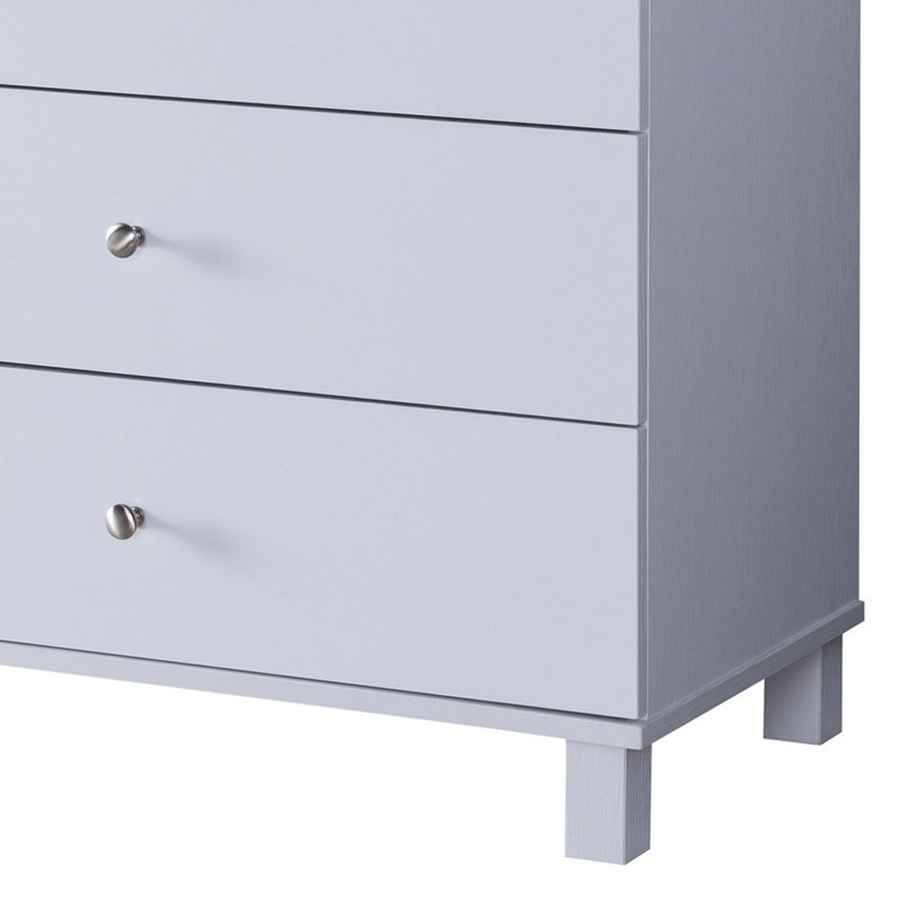 Benzara 43.25 Inches 5 Drawer Chest with Straight Legs, White BM233522 White MDF and Composite Board BM233522