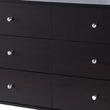 Benzara 47.25 Inches 6 Drawer Dresser with Straight Legs, Dark Brown BM233524 Brown MDF and Composite Board BM233524