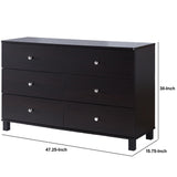 Benzara 47.25 Inches 6 Drawer Dresser with Straight Legs, Dark Brown BM233524 Brown MDF and Composite Board BM233524