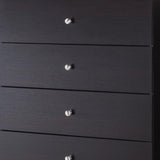 Benzara 43.25 Inches 5 Drawer Chest with Straight Legs, Dark Brown BM233525 Brown MDF and Composite Board BM233525