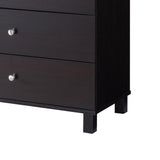 Benzara 43.25 Inches 5 Drawer Chest with Straight Legs, Dark Brown BM233525 Brown MDF and Composite Board BM233525