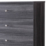 Benzara 43.25 Inches 5 Drawer Chest with Straight Legs, Distressed Gray BM233528 Gray MDF and Composite Board BM233528