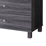 Benzara 43.25 Inches 5 Drawer Chest with Straight Legs, Distressed Gray BM233528 Gray MDF and Composite Board BM233528