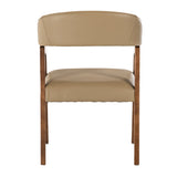 Benzara 17 Inches Curved Leatherette Dining Chair with Sled Base, Beige BM233583 Beige Solid Wood and Faux Leather BM233583