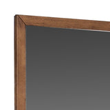 Benzara Sleek Wooden Frame Wall Mirror with Mounting Hardware, Walnut Brown BM233585 Brown Solid Wood and Mirror BM233585