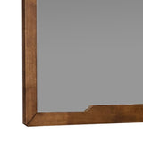 Benzara Sleek Wooden Frame Wall Mirror with Mounting Hardware, Walnut Brown BM233585 Brown Solid Wood and Mirror BM233585