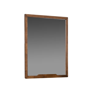 Benzara Sleek Wooden Frame Wall Mirror with Mounting Hardware, Walnut Brown BM233585 Brown Solid Wood and Mirror BM233585