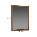 Benzara Sleek Wooden Frame Wall Mirror with Mounting Hardware, Walnut Brown BM233585 Brown Solid Wood and Mirror BM233585