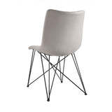 Benzara Leatherette Contoured Dining Chair with Interconnected Legs, Set of 2, Gray BM233587 Gray Metal and Leatherette BM233587