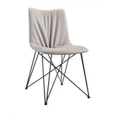 Benzara Leatherette Contoured Dining Chair with Interconnected Legs, Set of 2, Gray BM233587 Gray Metal and Leatherette BM233587