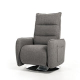 Cushion Tufted Recliner Chair with Side Pockets and Round Metal Base, Gray