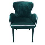 Benzara Wingback Fabric Dining Chair with Piping Detailed Edges, Green BM233589 Green Metal and Fabric BM233589