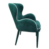 Benzara Wingback Fabric Dining Chair with Piping Detailed Edges, Green BM233589 Green Metal and Fabric BM233589