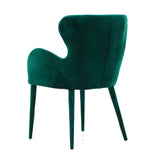 Benzara Wingback Fabric Dining Chair with Piping Detailed Edges, Green BM233589 Green Metal and Fabric BM233589