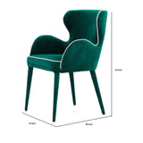 Benzara Wingback Fabric Dining Chair with Piping Detailed Edges, Green BM233589 Green Metal and Fabric BM233589