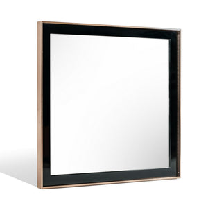 Benzara Dual Tone Stainless Steel Frame Wall Mirror, Black and Gold BM233590 Black and Gold Metal and Mirror BM233590