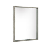 Benzara Faux Concrete Wall Mirror with Mounting Hardware, Gray BM233591 Gray Faux Concrete and Mirror BM233591