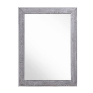 Benzara Rectangular Wall Mirror with Stainless Steel and Veneer Frame, Gray BM233592 Gray Metal, Veneer and Mirror BM233592