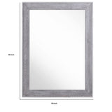 Benzara Rectangular Wall Mirror with Stainless Steel and Veneer Frame, Gray BM233592 Gray Metal, Veneer and Mirror BM233592