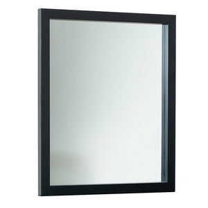 Benzara Rectangular Wooden Wall Mirror with Mounting Hardware, Black BM233593 Black Veneer and Mirror BM233593